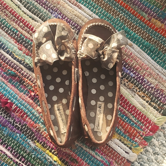 Brown Slide On Flats Size 6 American Eagle Shoes With Bows - Picture 4 of 11